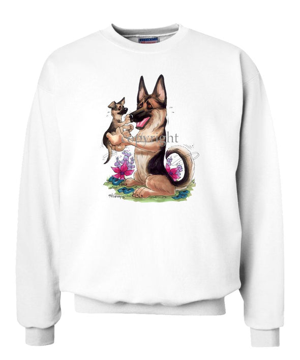 German Shepherd - Holding Puppy - Caricature - Sweatshirt