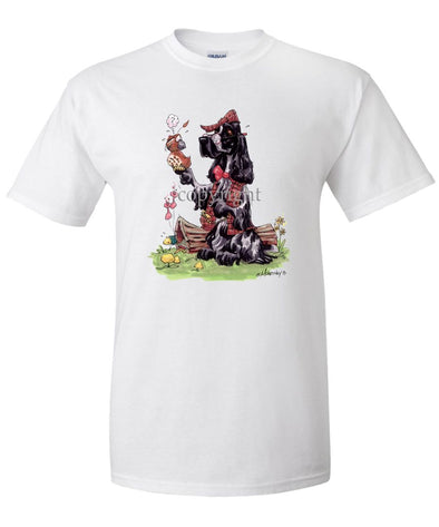English Cocker Spaniel - Holding Quail - Caricature - T-Shirt