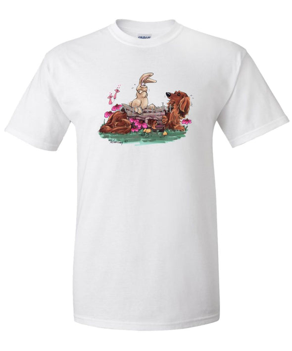 Dachshund  Longhaired - Hollow Log - Caricature - T-Shirt