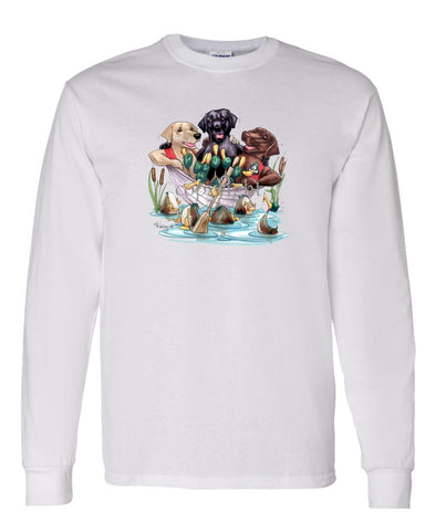 Labrador Retriever - Group In Boat - Caricature - Long Sleeve T-Shirt