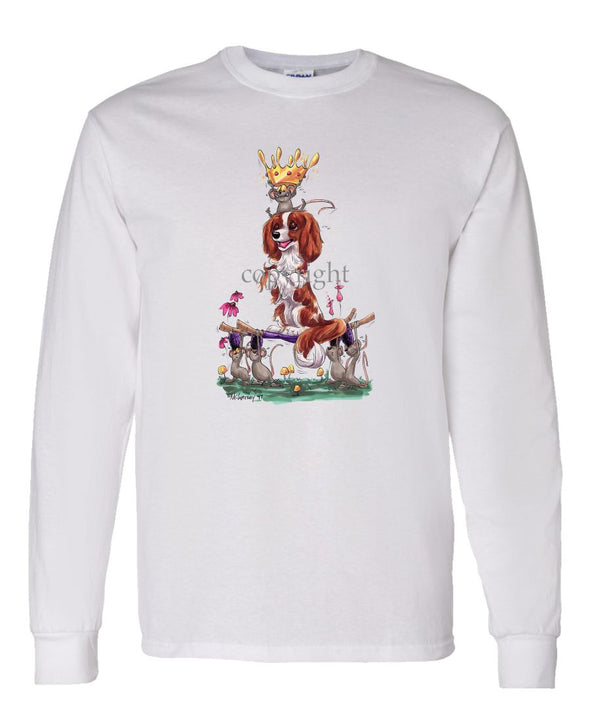 Cavalier King Charles - With Mice And Crown - Caricature - Long Sleeve T-Shirt