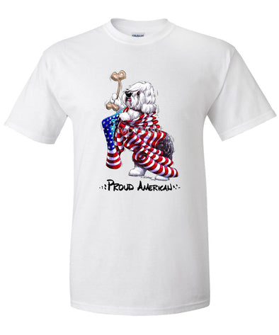 Old English Sheepdog - Proud American - T-Shirt