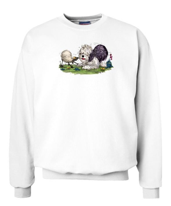 Old English Sheepdog - With Sheep - Caricature - Sweatshirt