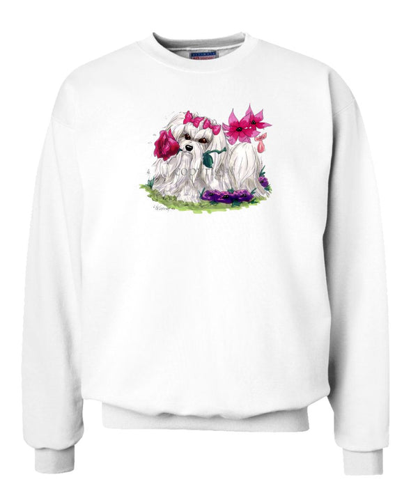 Maltese - With Flower - Caricature - Sweatshirt