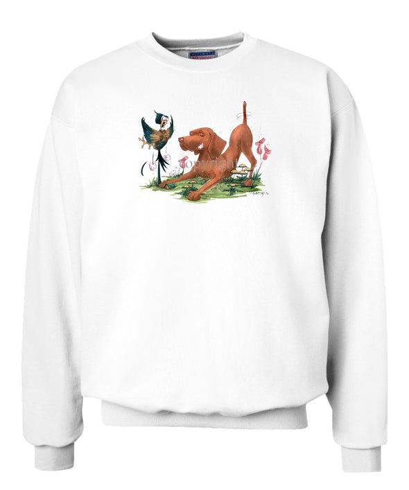 Vizsla - Grabbing Pheasants Tail - Caricature - Sweatshirt