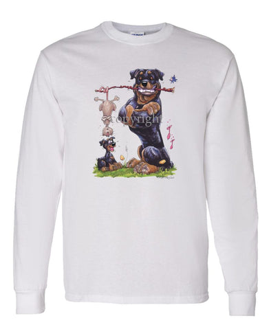 Rottweiler - Holding Branch Possum - Caricature - Long Sleeve T-Shirt