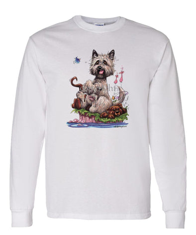 Cairn Terrier - Sitting On Otter - Caricature - Long Sleeve T-Shirt