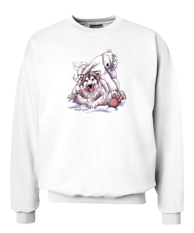 Alaskan Malamute - With-polar-bear - Caricature - Sweatshirt