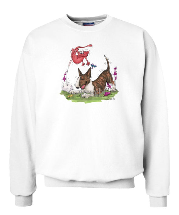 Bull Terrier  Brindle - Chasing Cat - Caricature - Sweatshirt