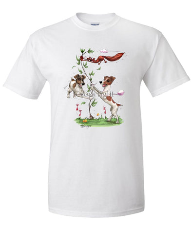 Parson Russell Terrier - Group Spinning Fox In Tree - Caricature - T-Shirt