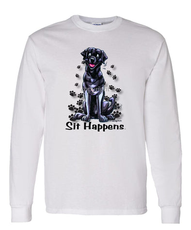 Labrador Retriever  Black - Sit Happens - Long Sleeve T-Shirt