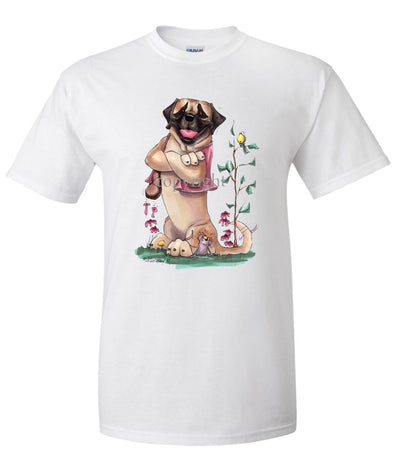 Mastiff - Sitting With Vest On - Caricature - T-Shirt