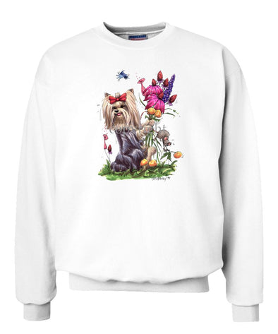 Yorkshire Terrier - Holding Flowers - Caricature - Sweatshirt