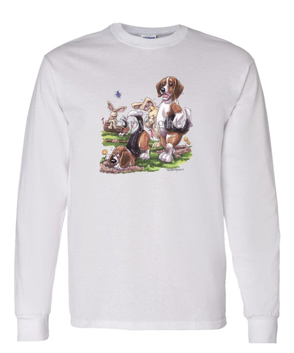 Beagle - Digging With Rabbits - Caricature - Long Sleeve T-Shirt