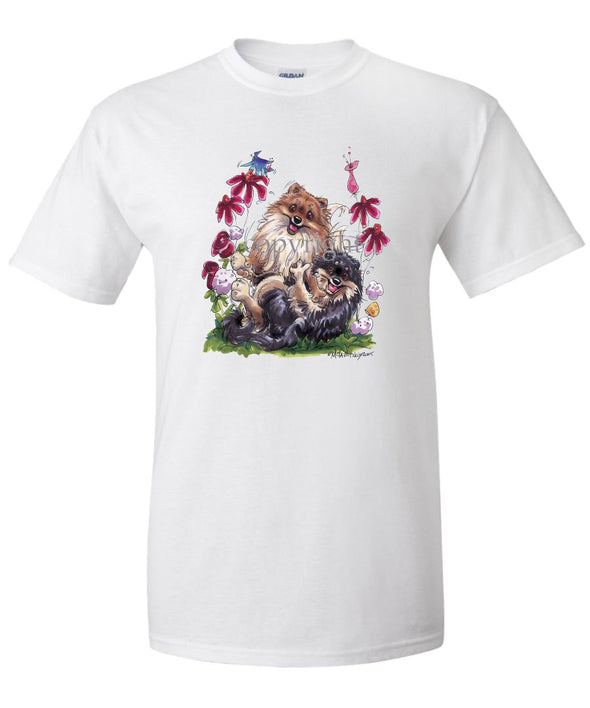 Pomeranian - Group Playing - Caricature - T-Shirt