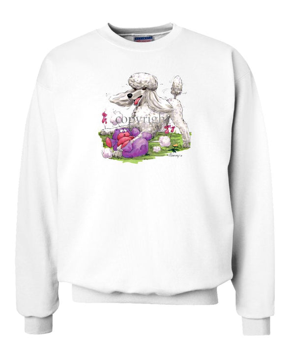 Poodle  White - With Stuffed Bear - Caricature - Sweatshirt