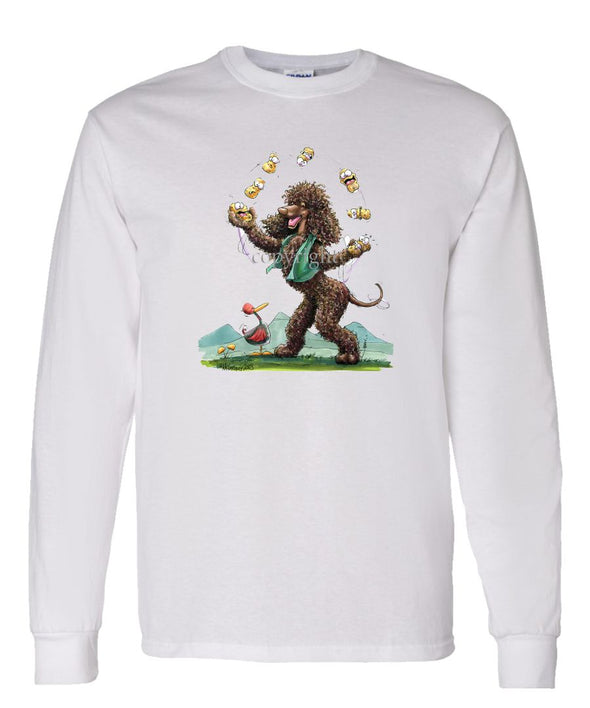 Irish Water Spaniel - Juggling Potatoes - Caricature - Long Sleeve T-Shirt