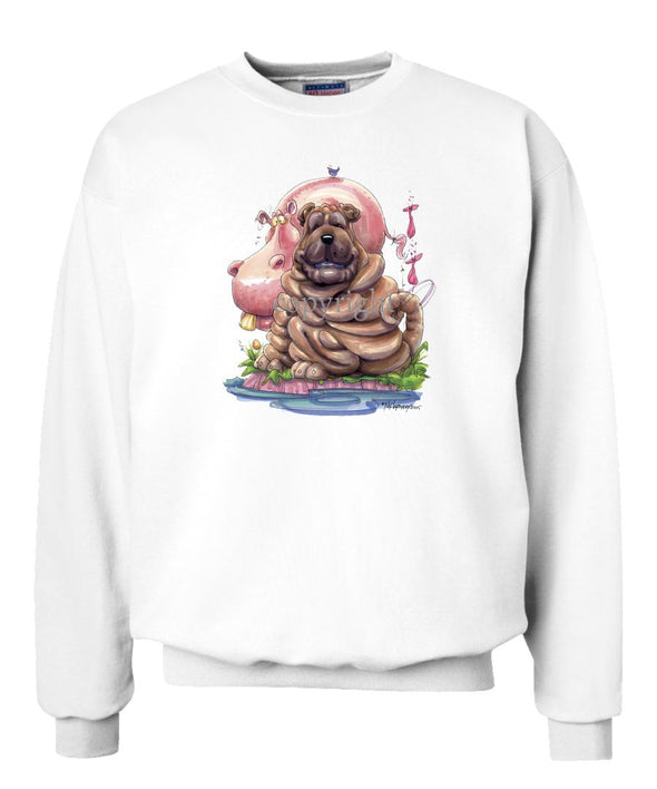Shar Pei - Pink Hippo - Caricature - Sweatshirt