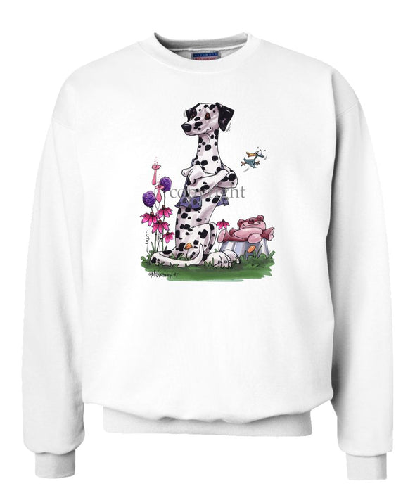 Dalmatian - Sitting With Stuffed Bear - Caricature - Sweatshirt