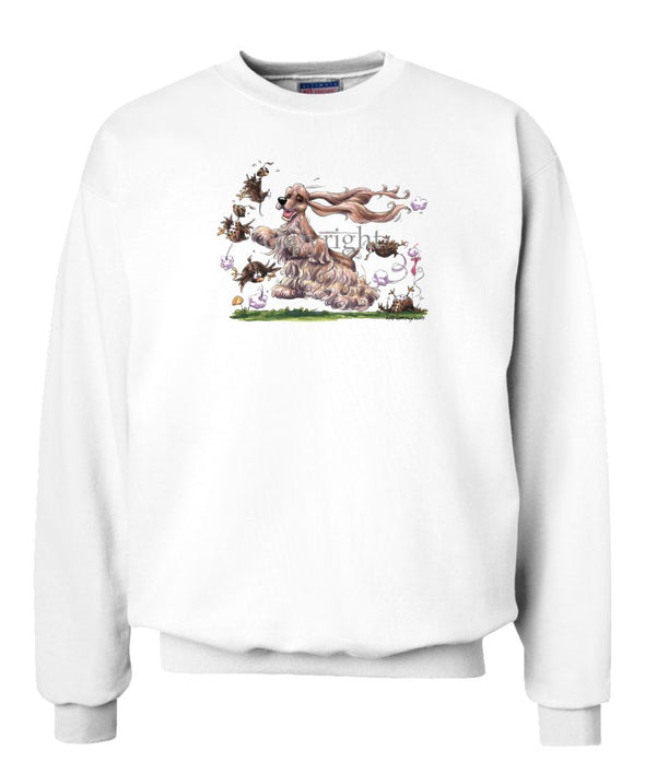 Cocker Spaniel - Chasing Quail - Caricature - Sweatshirt