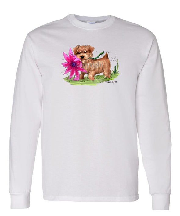 Norfolk Terrier - With Flower - Caricature - Long Sleeve T-Shirt