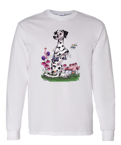Dalmatian - Sitting With Stuffed Bear - Caricature - Long Sleeve T-Shirt