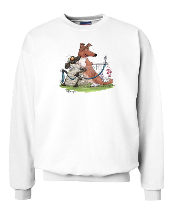 Collie  Smooth - Hugging Sheep With Leash - Caricature - Sweatshirt