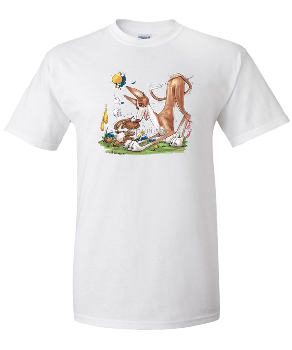 Ibizan Hound - With Rabbit - Caricature - T-Shirt