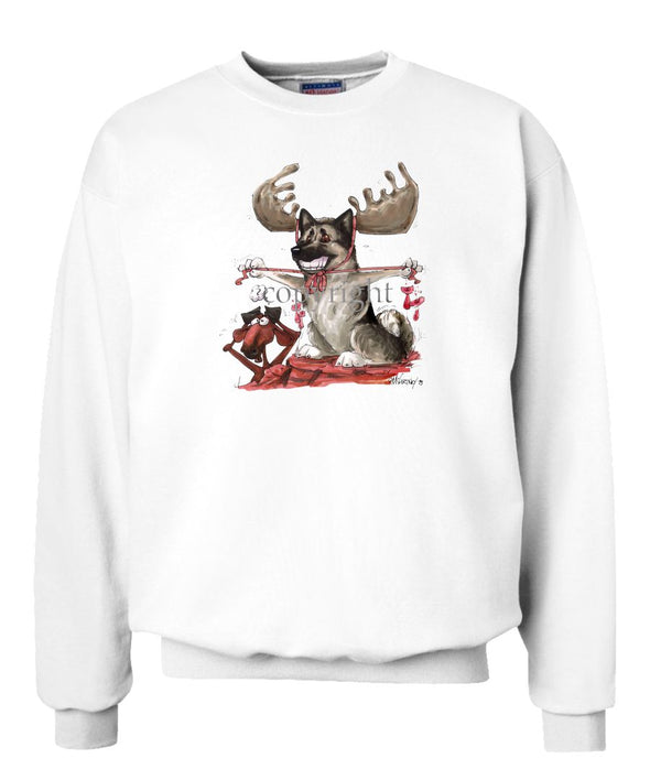 Norwegian Elkhound - With Antlers - Caricature - Sweatshirt