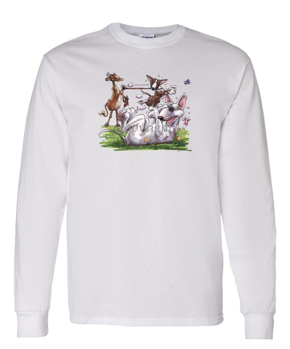Bull Terrier - Group With Cow - Caricature - Long Sleeve T-Shirt
