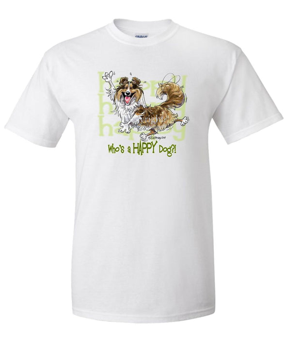 Shetland Sheepdog - Who's A Happy Dog - T-Shirt