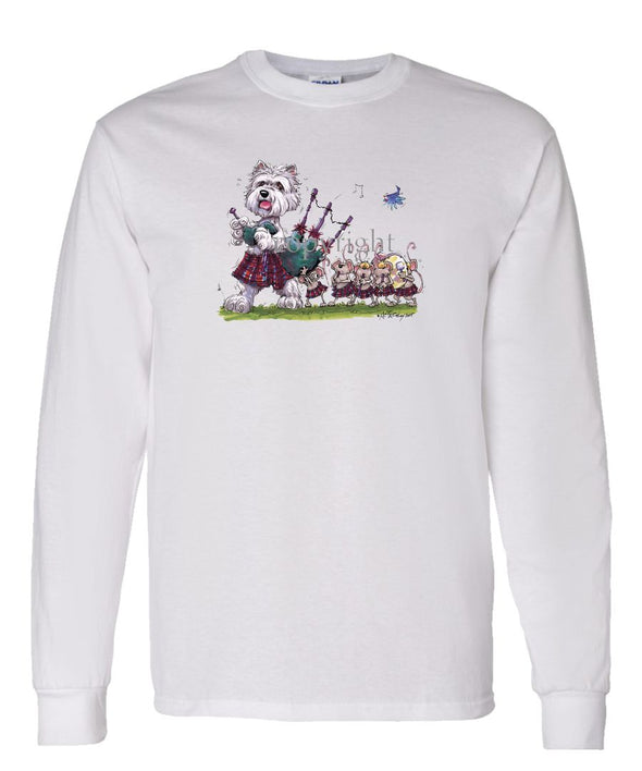 West Highland Terrier - Bagpipes - Caricature - Long Sleeve T-Shirt