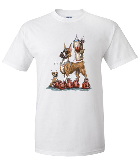 Boxer - Puppies With Boxing Bag - Caricature - T-Shirt