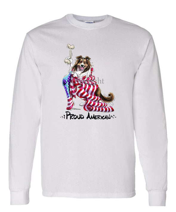 Shetland Sheepdog - Proud American - Long Sleeve T-Shirt