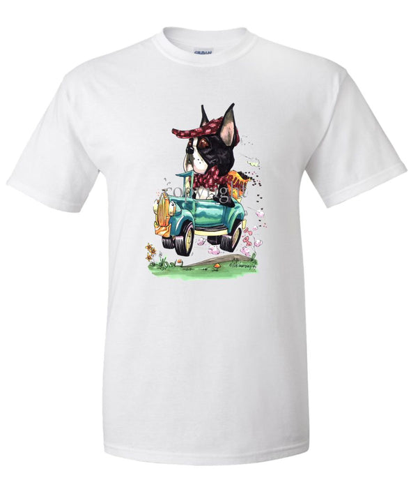 Boston Terrier - Jalopy Hauling Beans - Caricature - T-Shirt