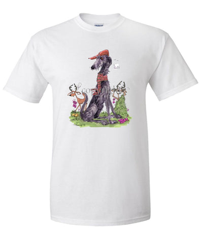 Scottish Deerhound - Hat Scarf Deer - Caricature - T-Shirt