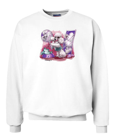 Poodle  Toy White - Mirror - Caricature - Sweatshirt