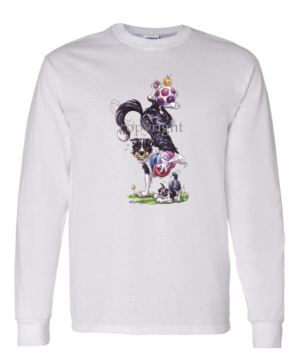 Border Collie - Hand Stand With Toys - Caricature - Long Sleeve T-Shirt