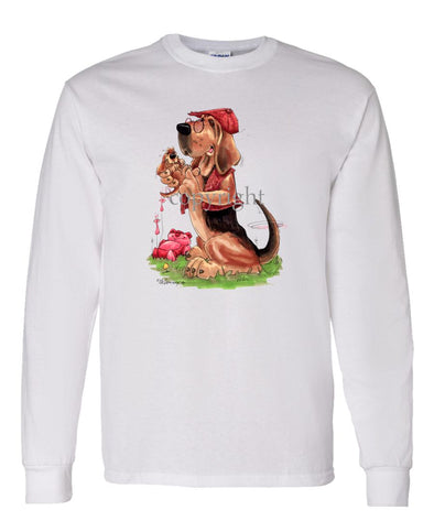 Bloodhound - With-puppy - Caricature - Long Sleeve T-Shirt
