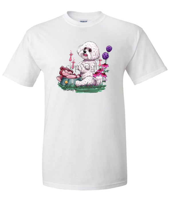Bichon Frise - Toy Bear In Dish - Caricature - T-Shirt