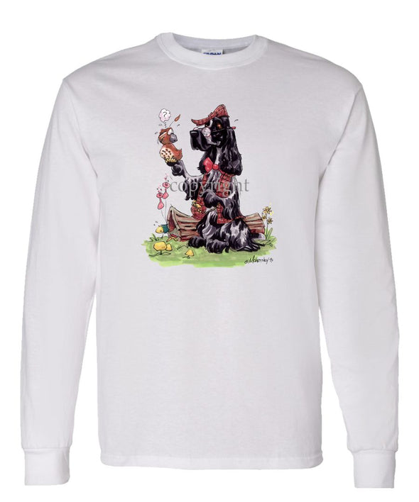English Cocker Spaniel - Holding Quail - Caricature - Long Sleeve T-Shirt