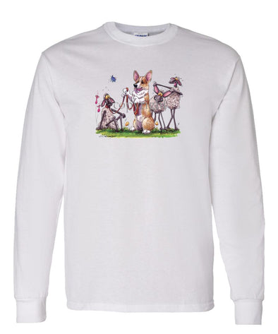 Welsh Corgi Pembroke - Sheep Mocking Corgi Ears - Caricature - Long Sleeve T-Shirt
