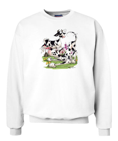 Great Dane  Harlequin - With Cow - Caricature - Sweatshirt