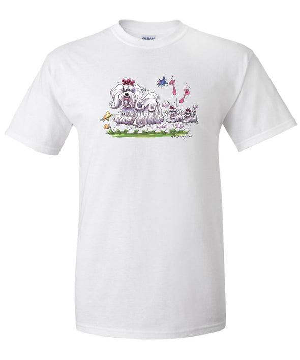 Maltese - With Puppies - Caricature - T-Shirt