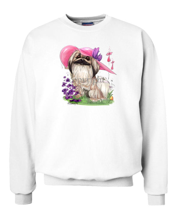 Pekingese - Pink Hat - Caricature - Sweatshirt