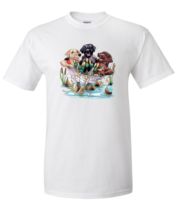 Labrador Retriever - Group In Boat - Caricature - T-Shirt
