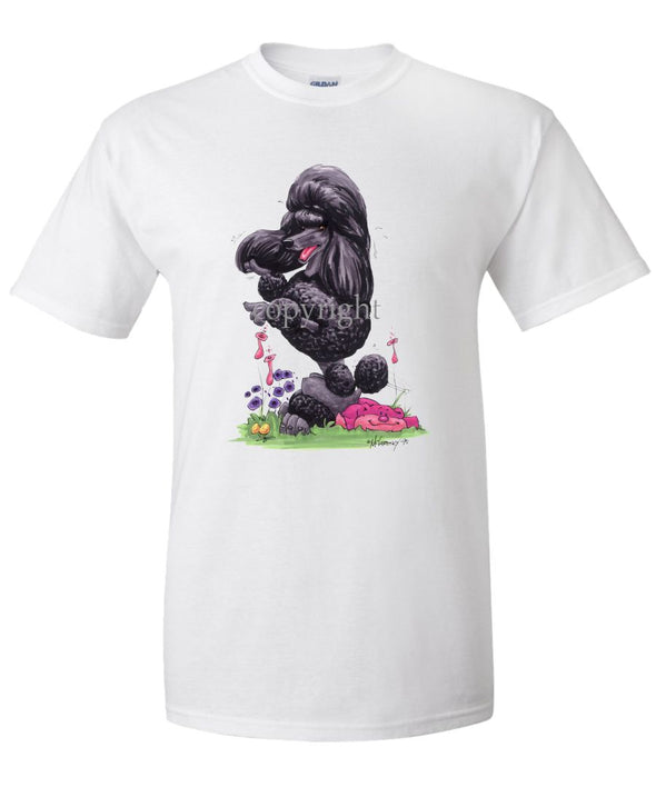 Poodle  Black - Sitting Pose - Caricature - T-Shirt