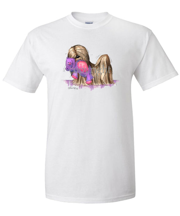 Lhasa Apso - With Toy Bear - Caricature - T-Shirt