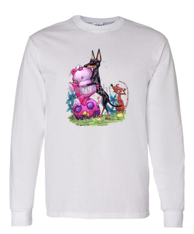 Manchester Terrier - With Toys - Caricature - Long Sleeve T-Shirt