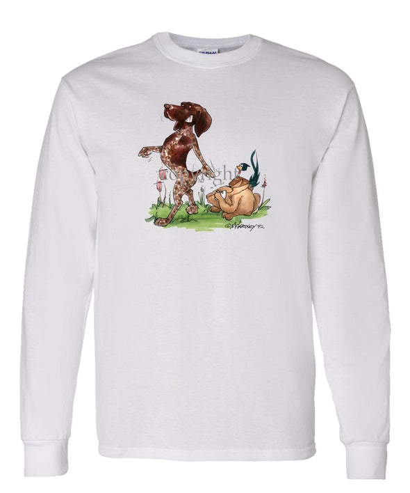 German Shorthaired Pointer - Pointing Pheasant Rabbit - Caricature - Long Sleeve T-Shirt